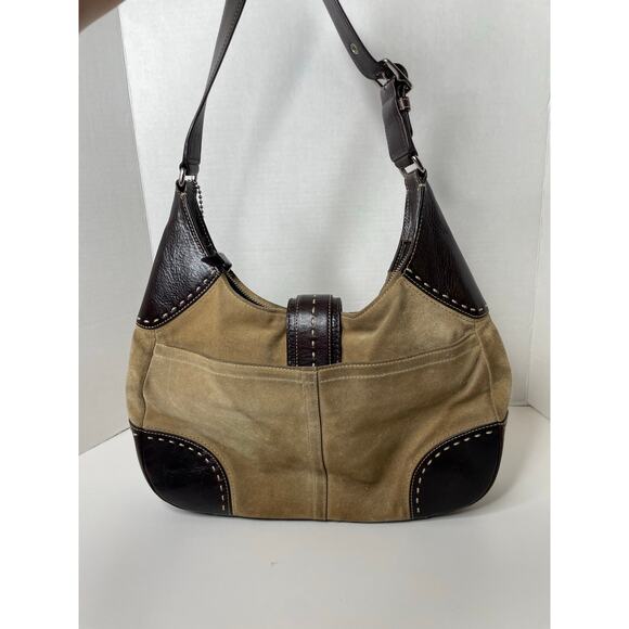 Coach Hamilton Suede Camel Tan Leather Hobo Tote Shoulder Bag Purse Vintage 90s - Picture 5 of 9